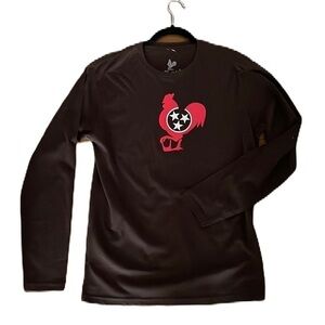 Old Dominic long sleeve brown rooster logo  tshirt Sz s